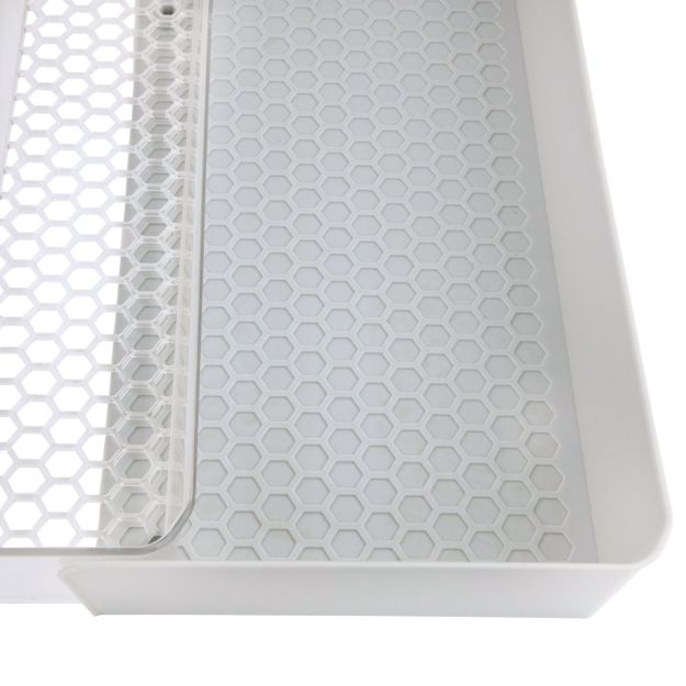 HEXA® 6-DIVIDER EXPANDABLE SILVERWARE TRAY — STONE GRAY/CLEAR FROST