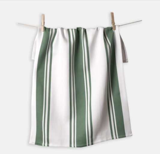 KAF HOME CENTERBAND CHEF'S KITCHEN TOWEL - 20" X 30": MINERAL GREEN