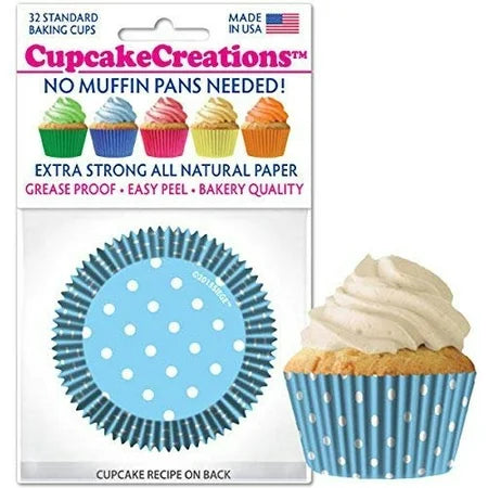 STANDARD CUPCAKE LIGHT BLUE POLKA DOTS