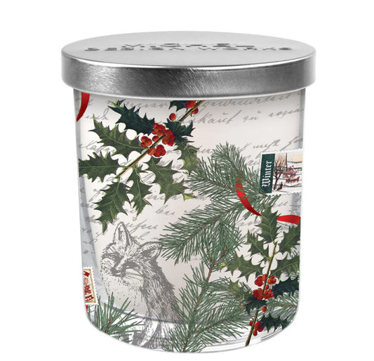 WINTER WOODLANDS DECORATIVE GLASS CANDLE