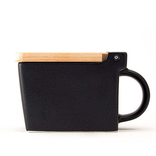 BEE HOUSE CERAMIC SALT BOX WITH WOODEN LID - NOBLE BLACK