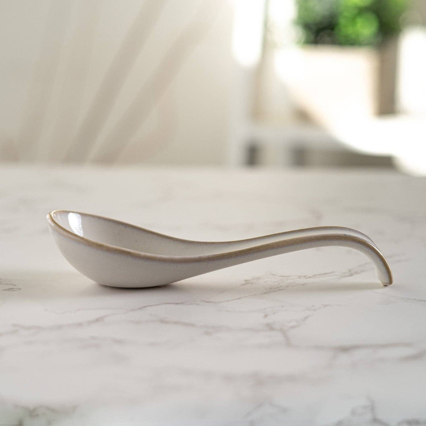 ASIAN PORCELAIN SOUP SPOON IVORY