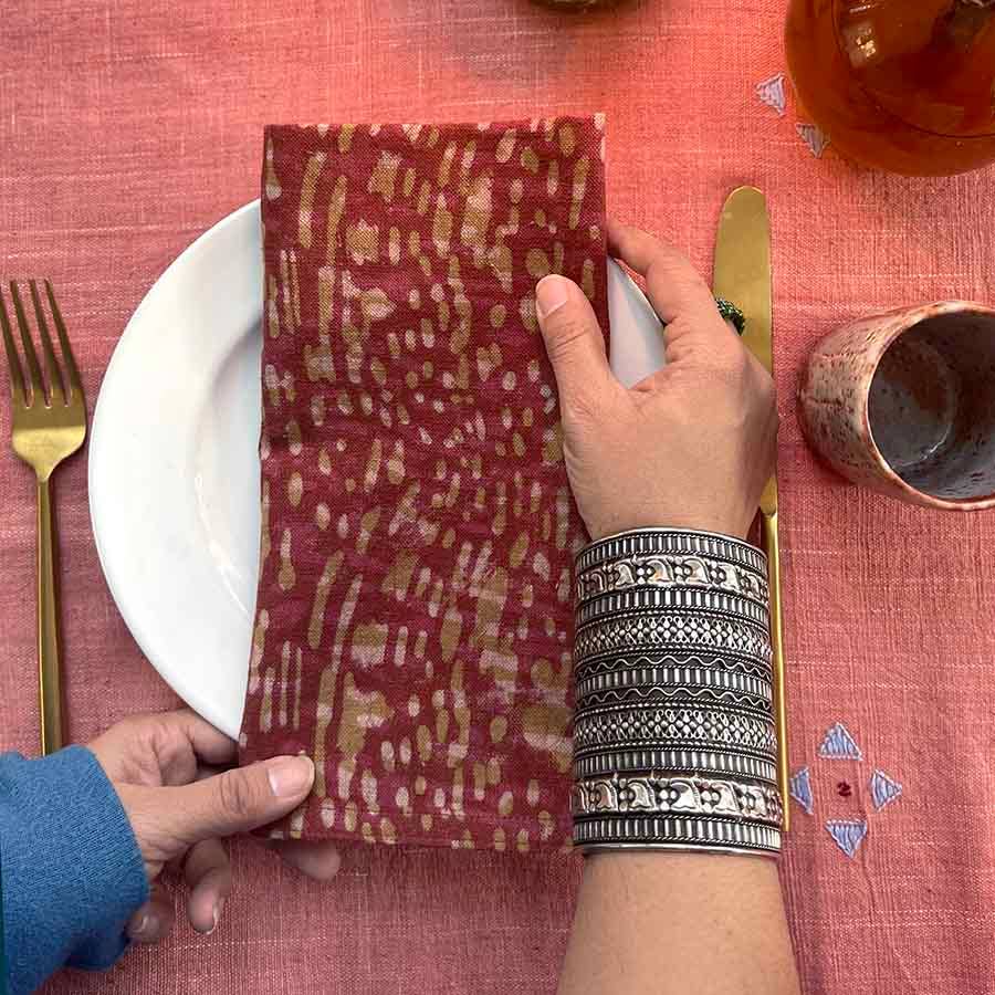 Sustainable Cotton Dinner Napkins Set of 4 | Barkha Orange