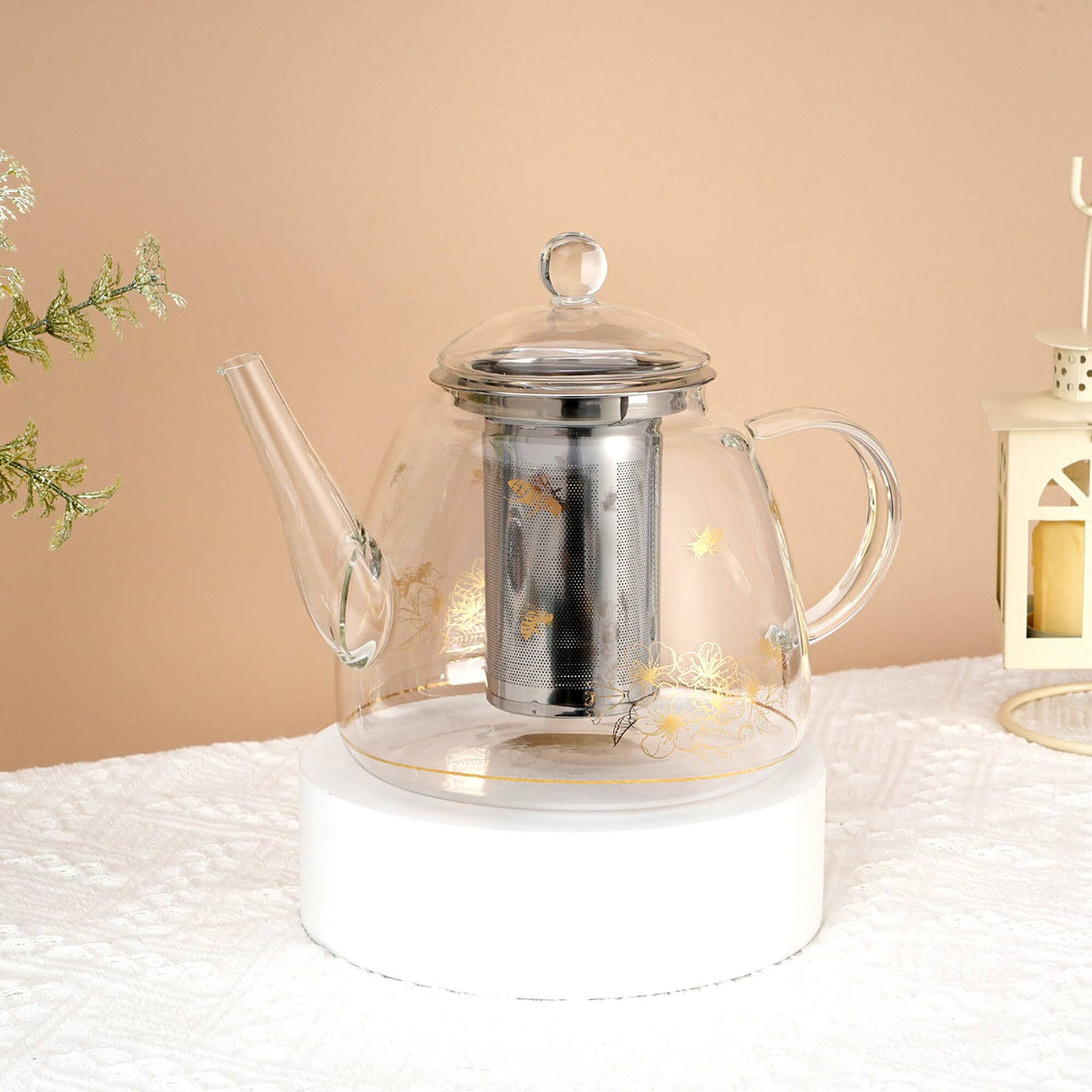 GOLDEN BEE GLASS TEAPOT WITH INFUSER 44OZ