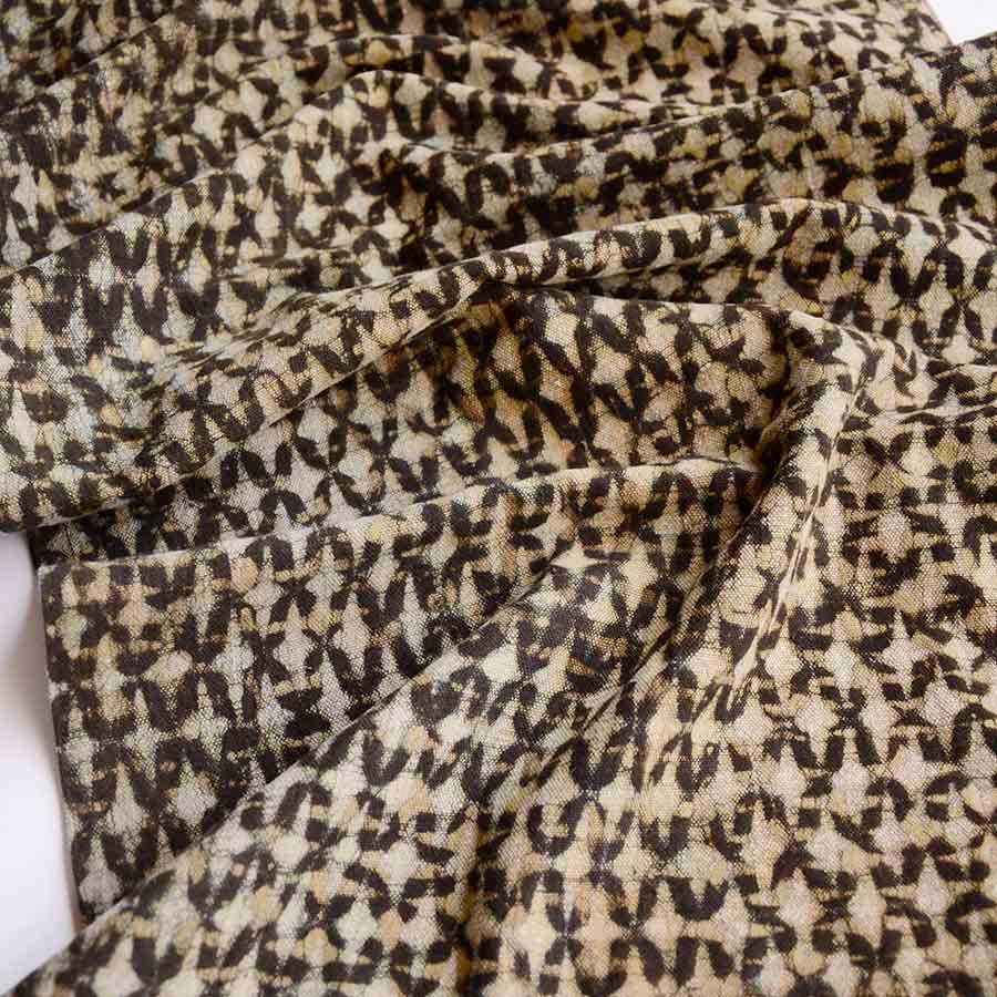 Textural Block Print Cotton Linens Table Runner - Sparrow