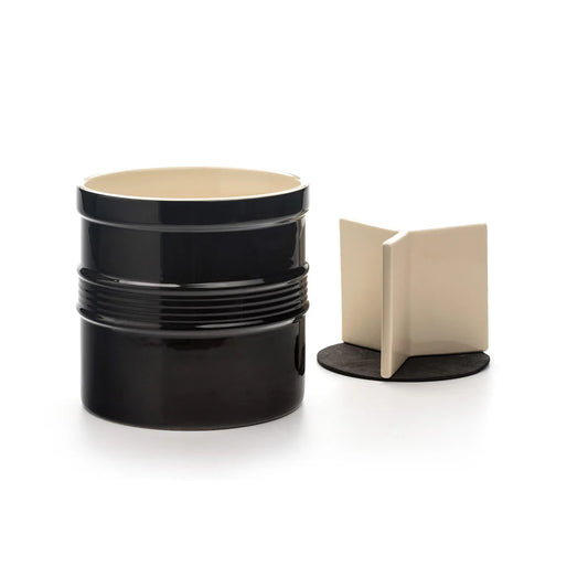 OVERSIZED STONEWARE TOOL CROCK BLACK