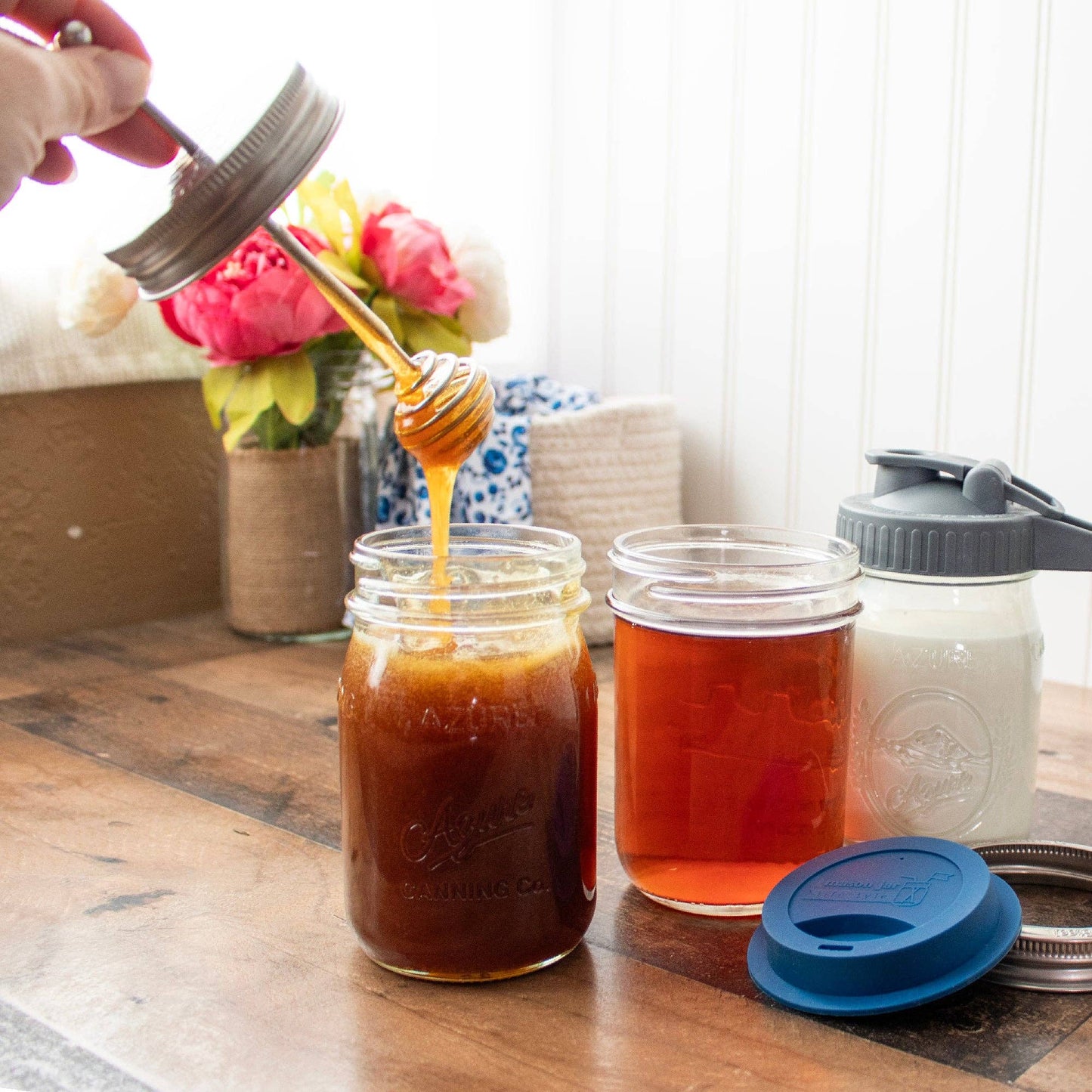 Honey Dipper Stainless Steel Lid for Mason Jars: Regular Mouth