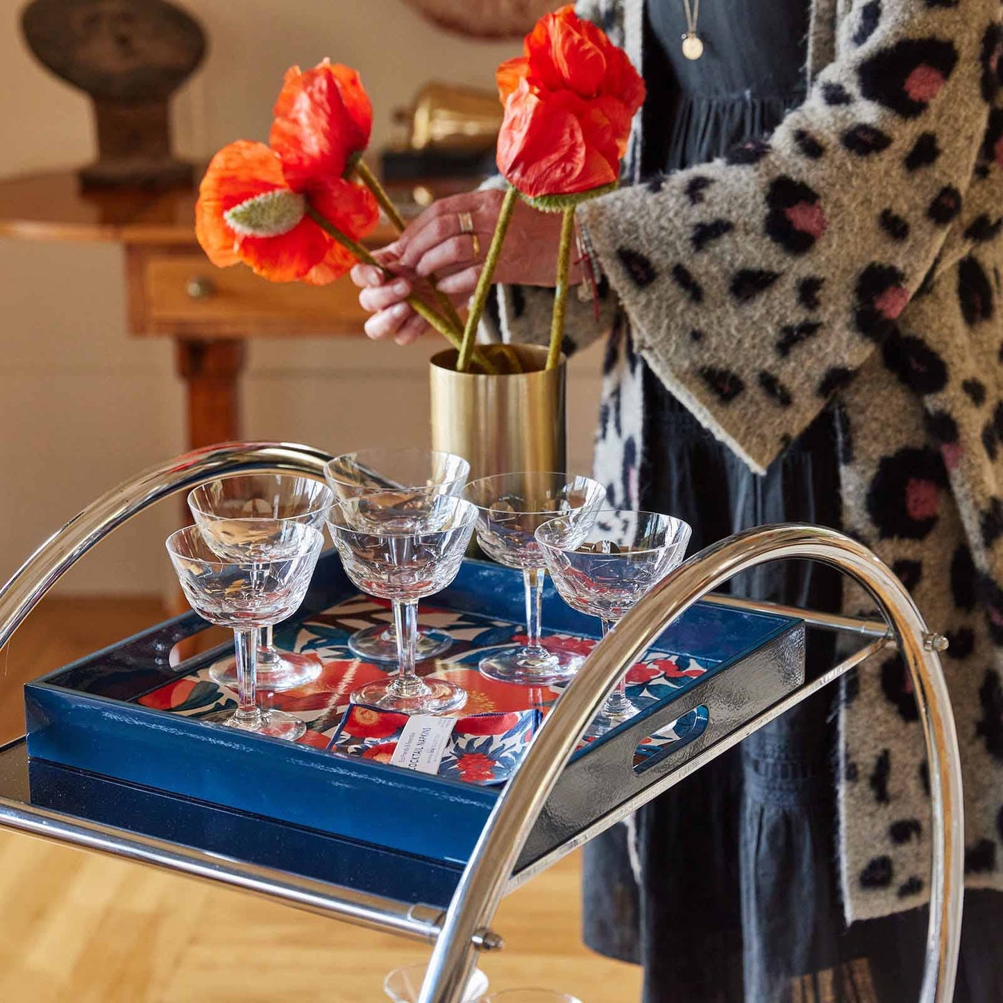 Iceland Poppy  Square Lacquer Serving Tray