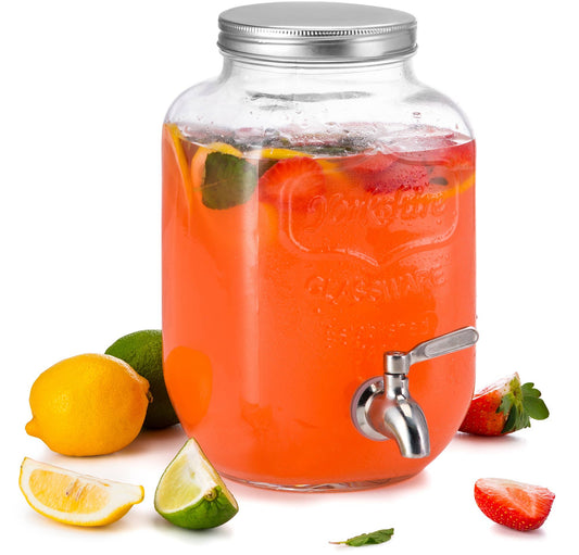 KOOK GLASS DRINK DISPENSER WITH STAINLESS STEEL SPIGOT 1 GALLON