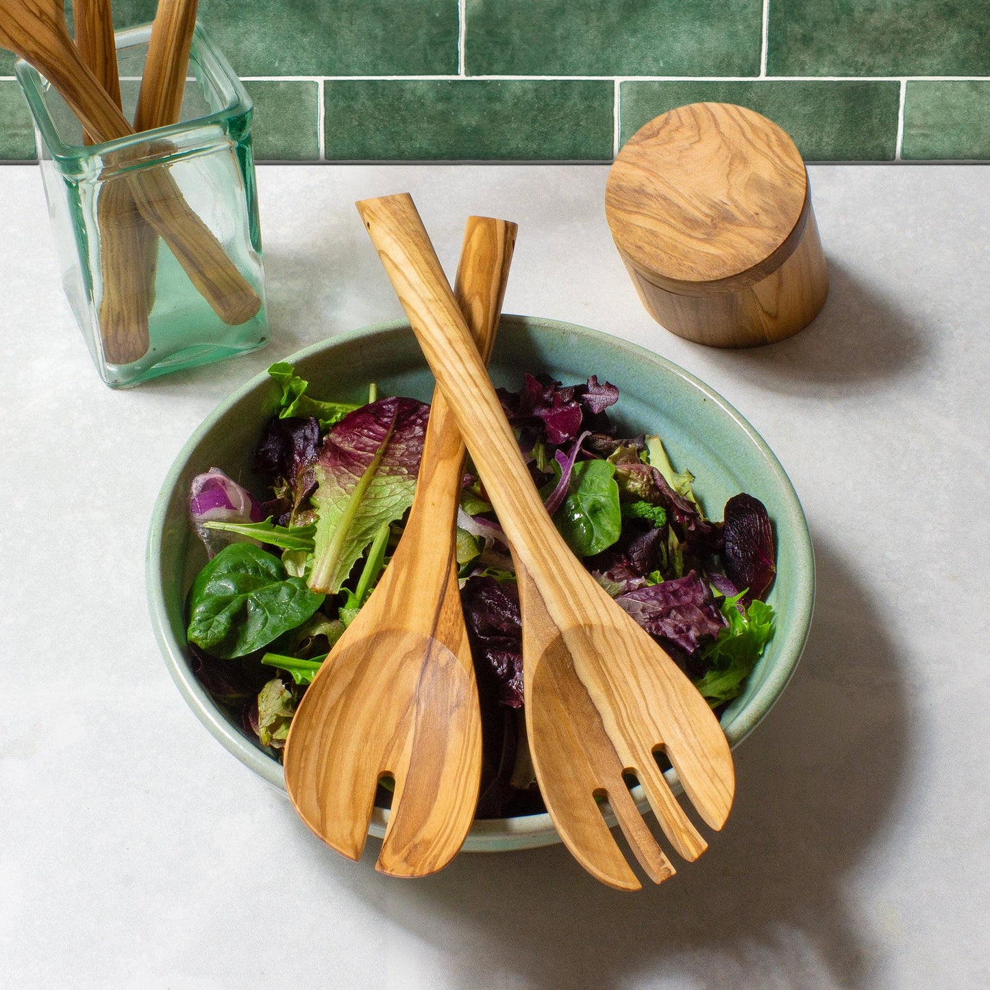 ROCK & BRANCH® OLIVE WOOD SALAD SERVING SET