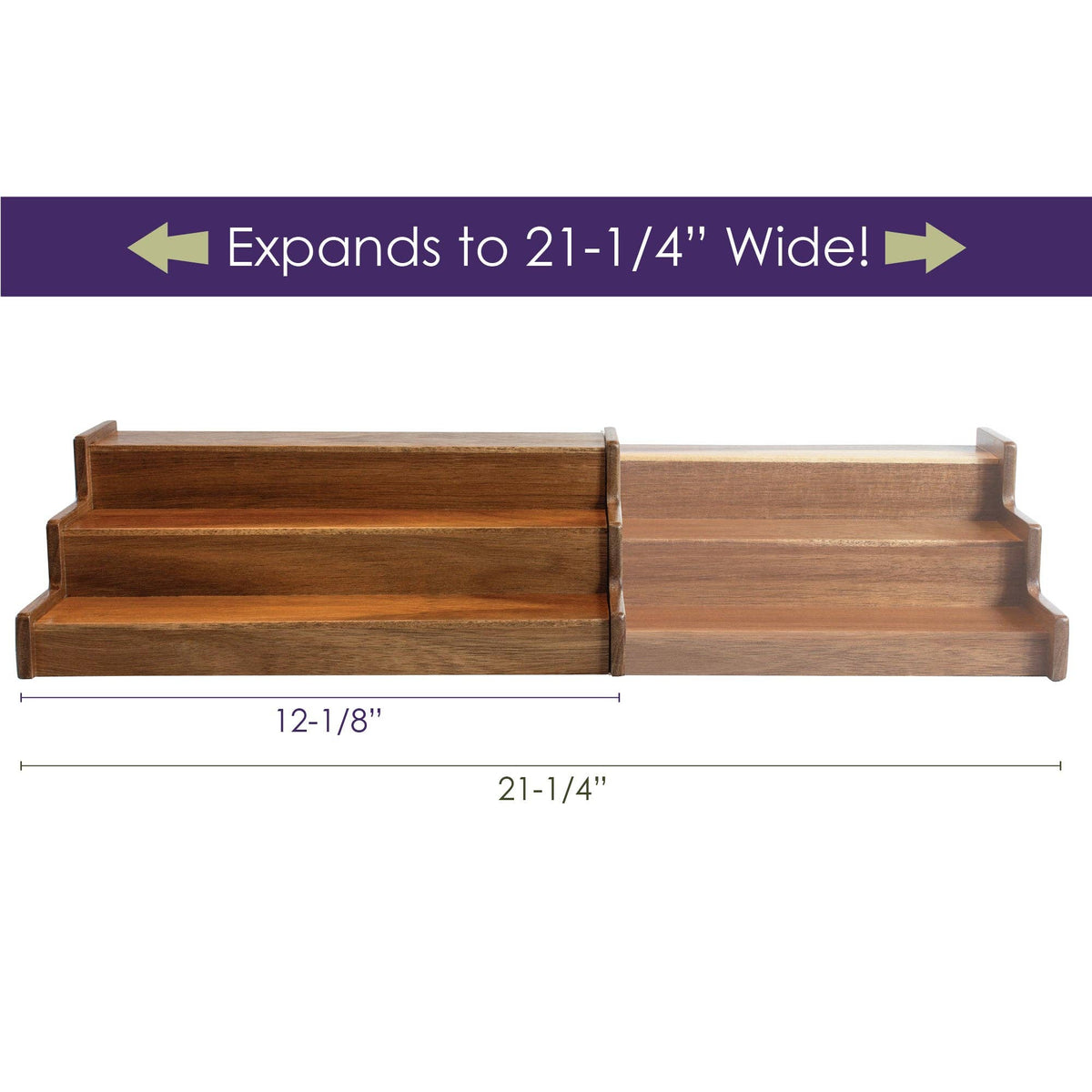 TB Home® Acacia Wood 3-Tier Expandable Spice Rack
