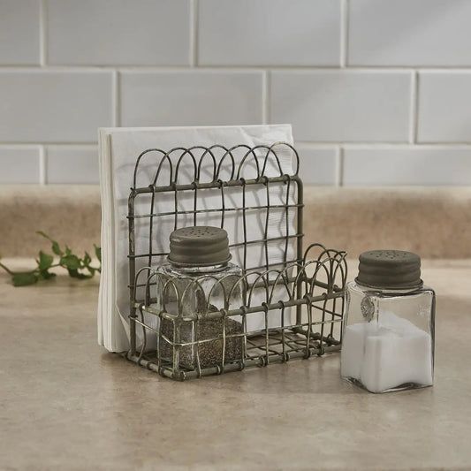 ZINC WIRE SALT PEPPER NAPKIN CADDY