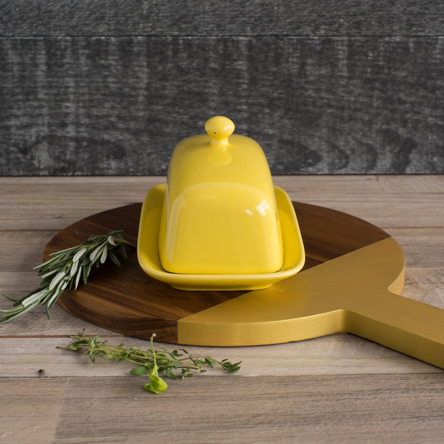 LEMON YELLOW RECTANGULAR BUTTER DISH