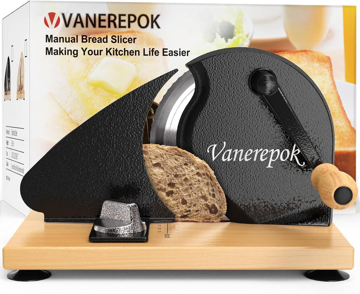MANUAL BREAD SLICER ADJUSTABLE THICKNESS BLACK