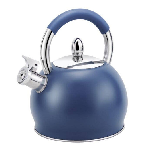 STAINLESS STEEL BLUE WHISTLING KETTLE WITH SILICONE HANDLE