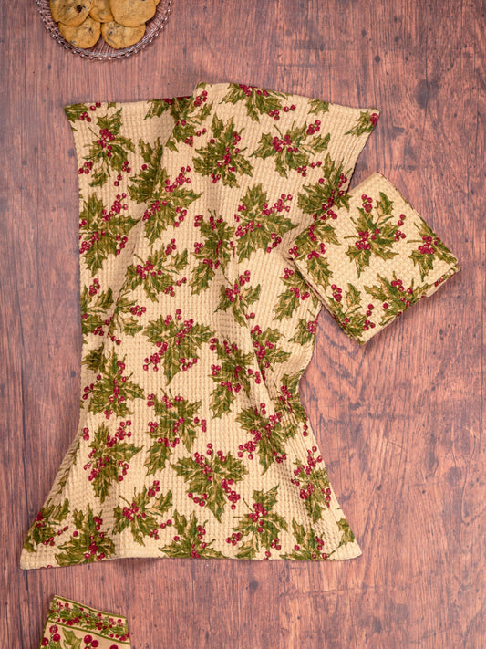 Winterberry Tea Towel Dark Ecru