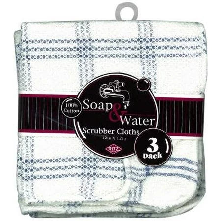 COTTON SCRUBBER CLOTH 3PK BLUE
