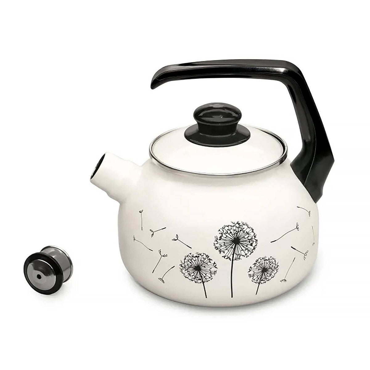 DANDELIONS VINTAGE ENAMEL WHISTLING KETTLE