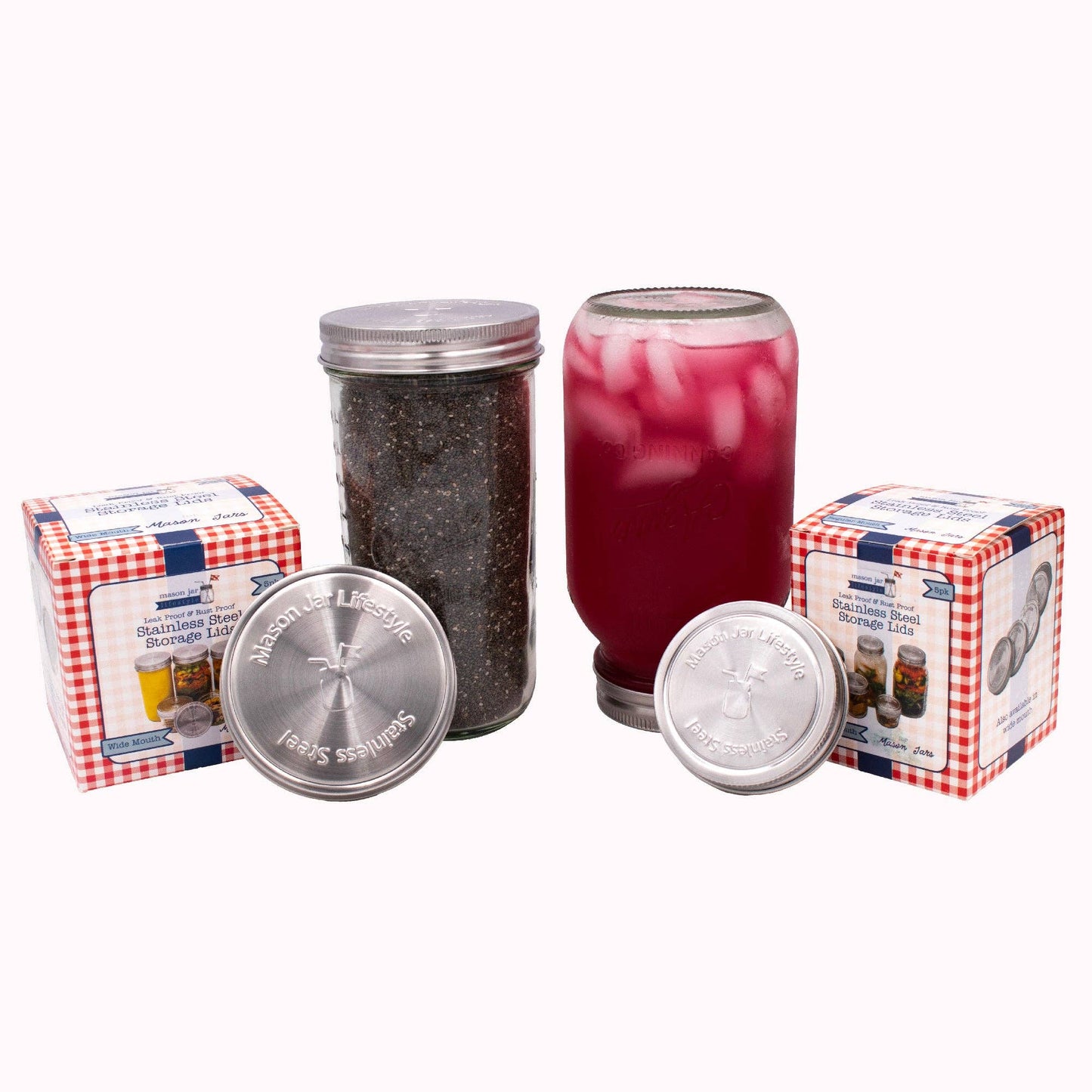 Stainless Steel Storage Lids w/ Silicone Seals for Mason Jar: Regular mouth