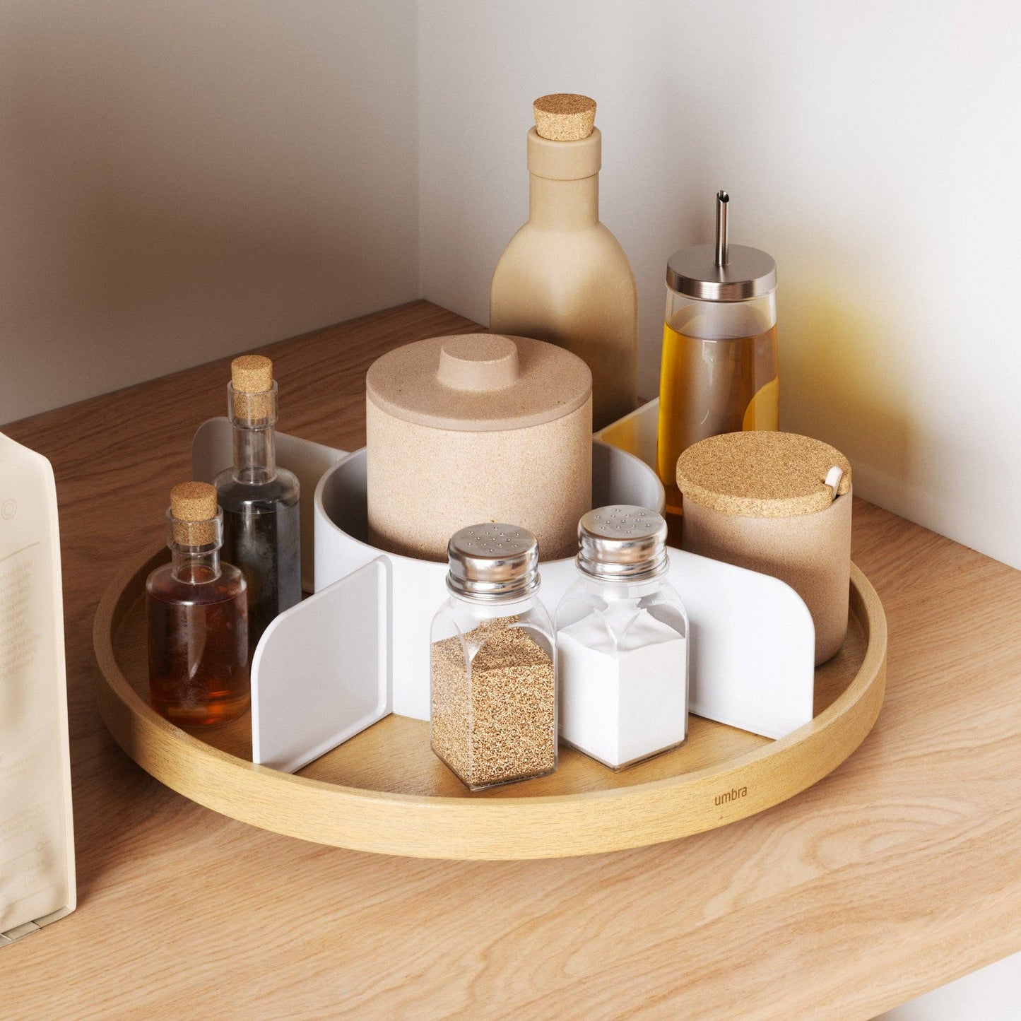 BELLWOOD LAZY SUSAN: WHITE-NATURAL