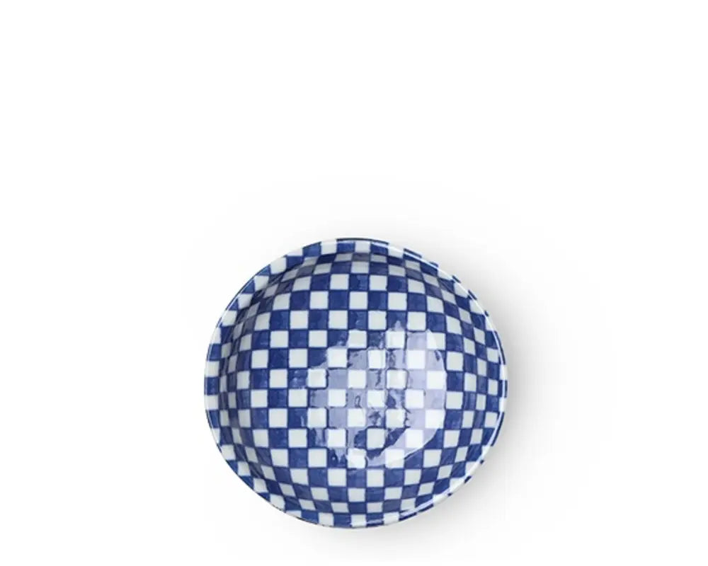 ASIAN SAUCE DISH BL&WHT CHECK 3.75"