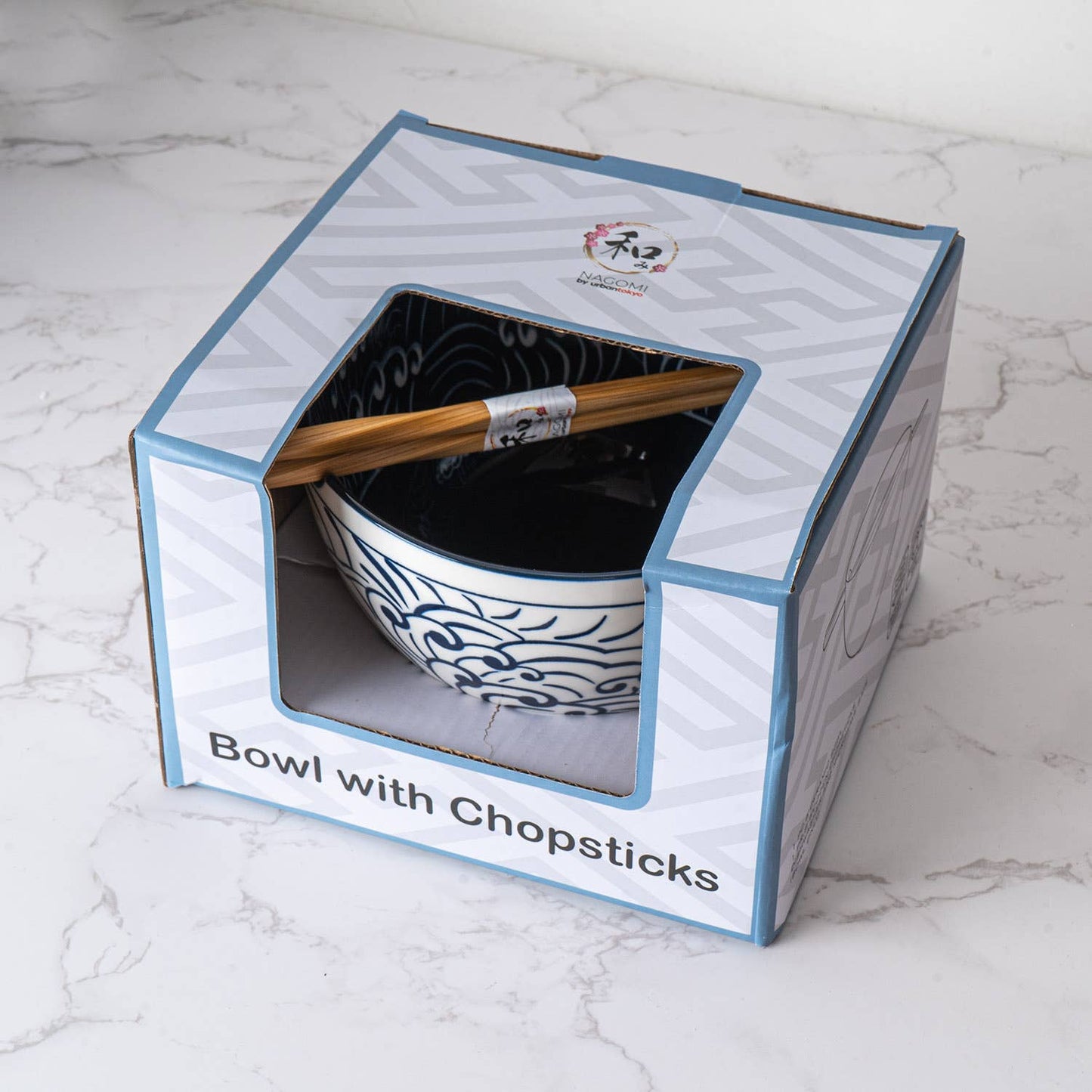 NAMI WAVES BOWL WITH CHOPSTICKS 6"
