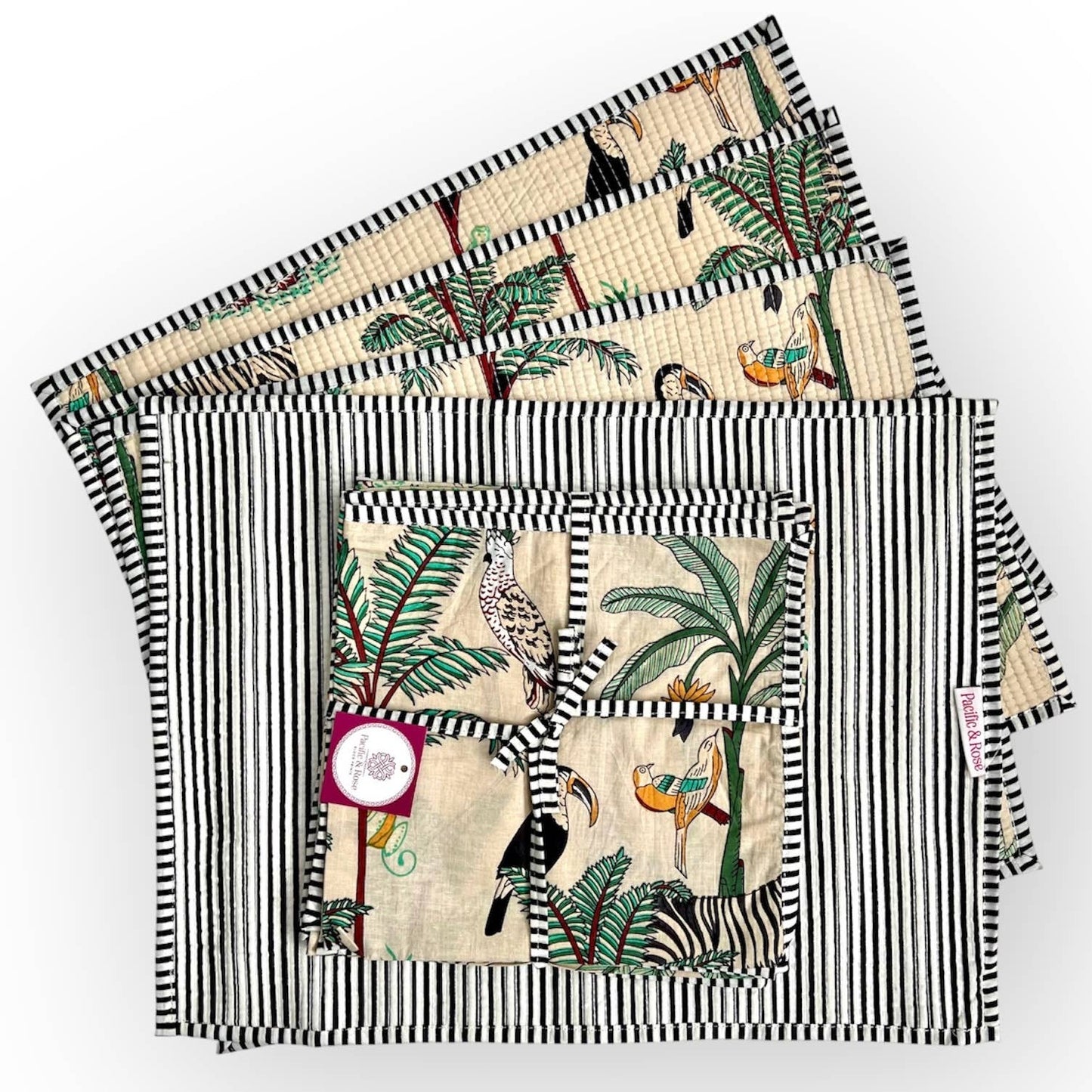 NAPKINS JUNGLE IVORY SET/4