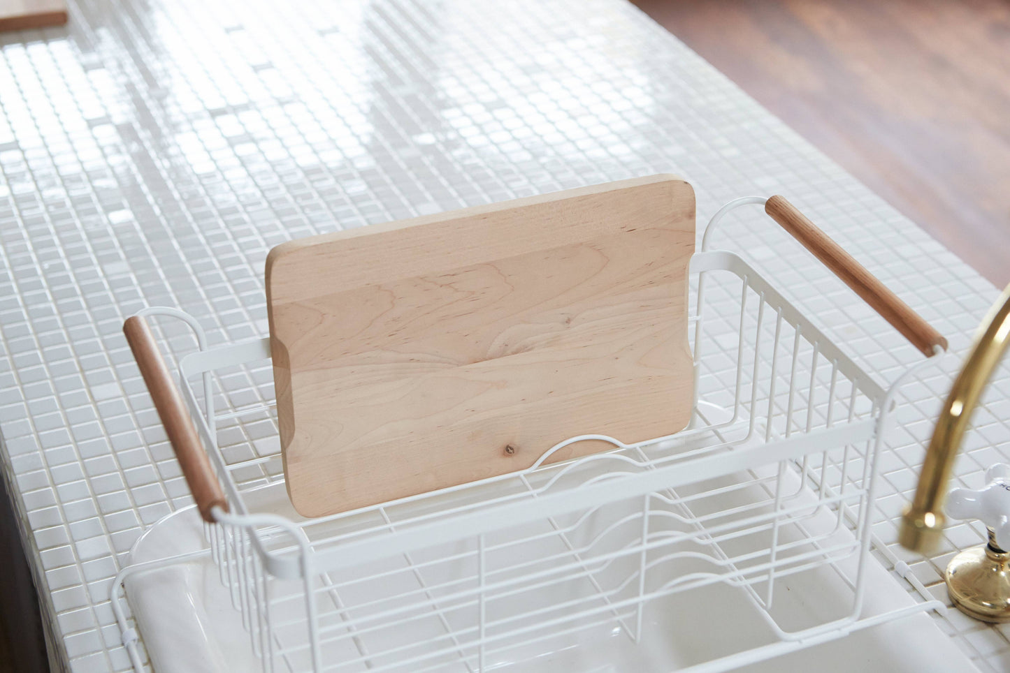 TOSCA OVER-THE-SINK DISH RACK - STEEL + WOOD