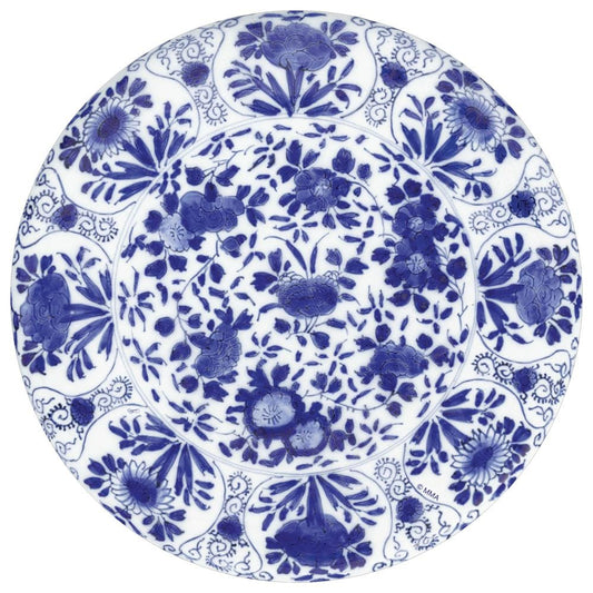 DELFT ROUND PAPER PLACEMATS BLUE 12PK