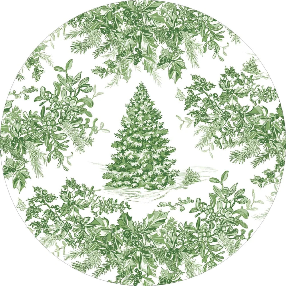 CHRISTMAS TREE TOILE SAGE/WHITE PAPER PLACEMATS