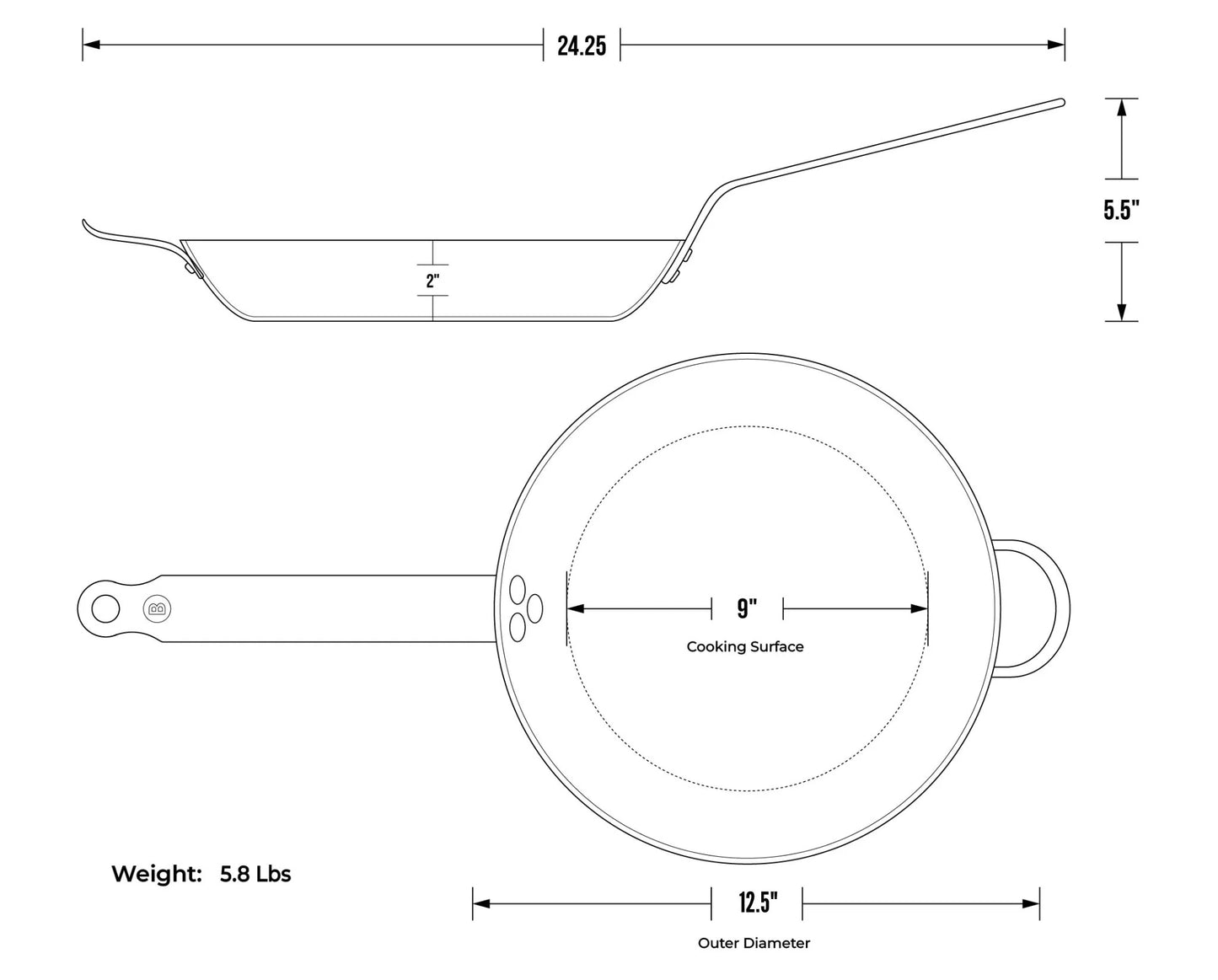 DE BUYER FRYPAN MINERAL B ELEMENT 12.5''