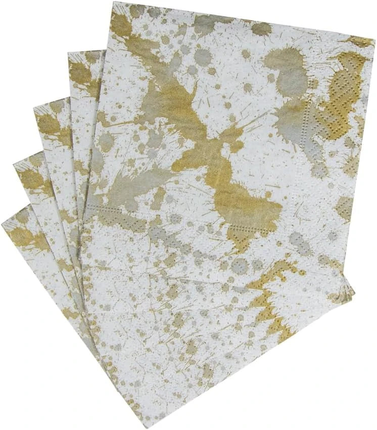 SPLATTERWARE GOLD NAPKIN COCKTAIL