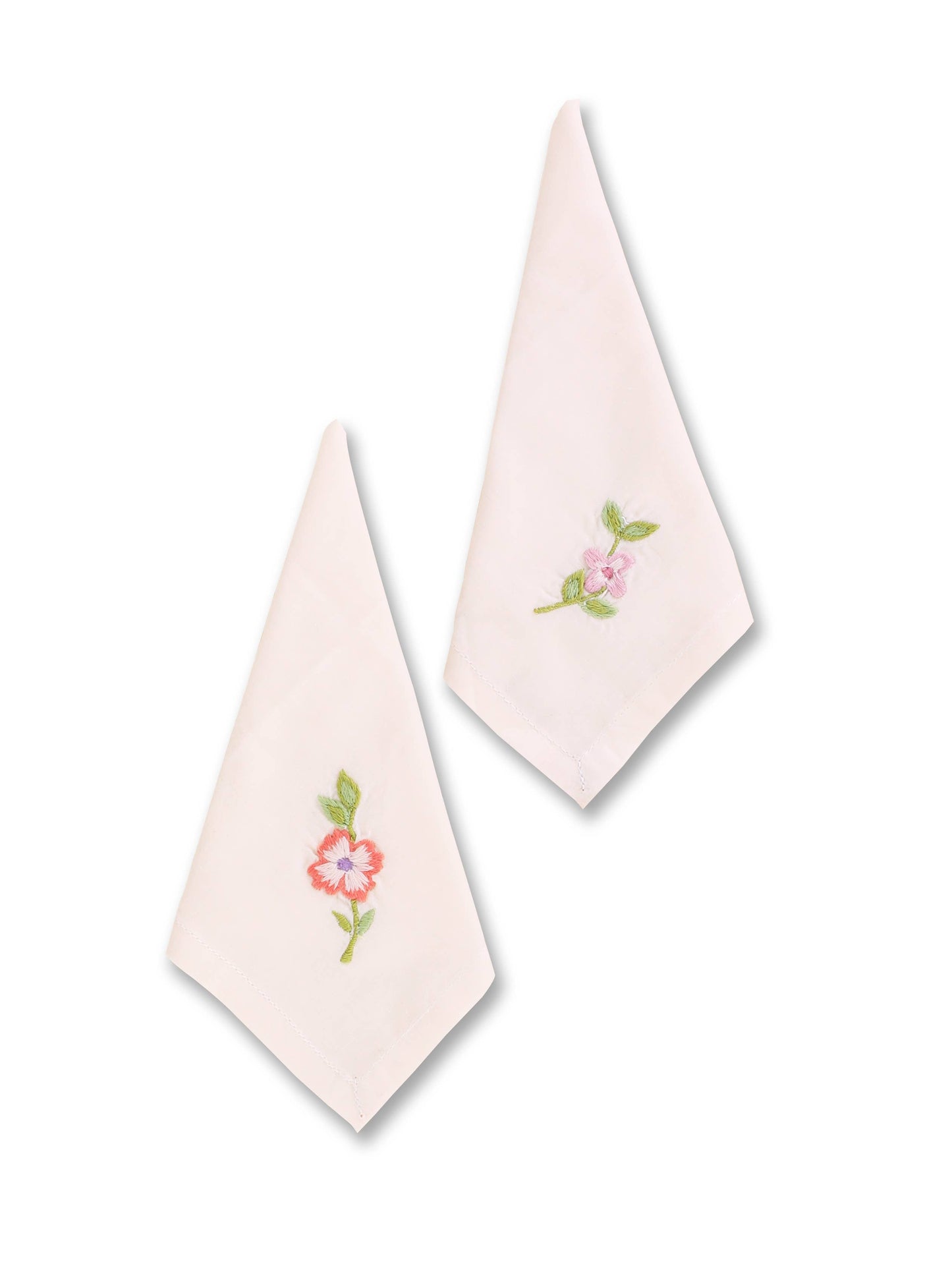 APRIL CORNELL TEA NAPKINS GARDEN EMBROIDERED SET OF 2