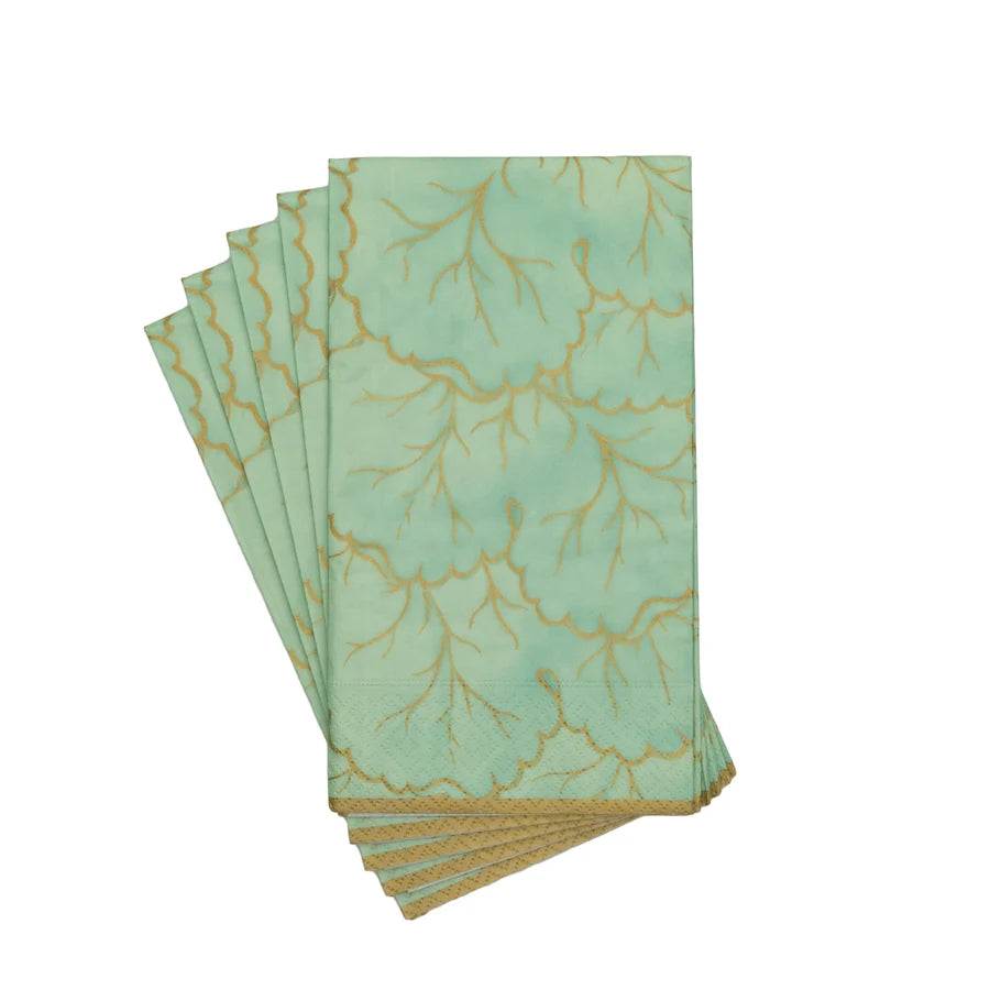 GILDED MAJOLICA CELADON GUEST TOWEL