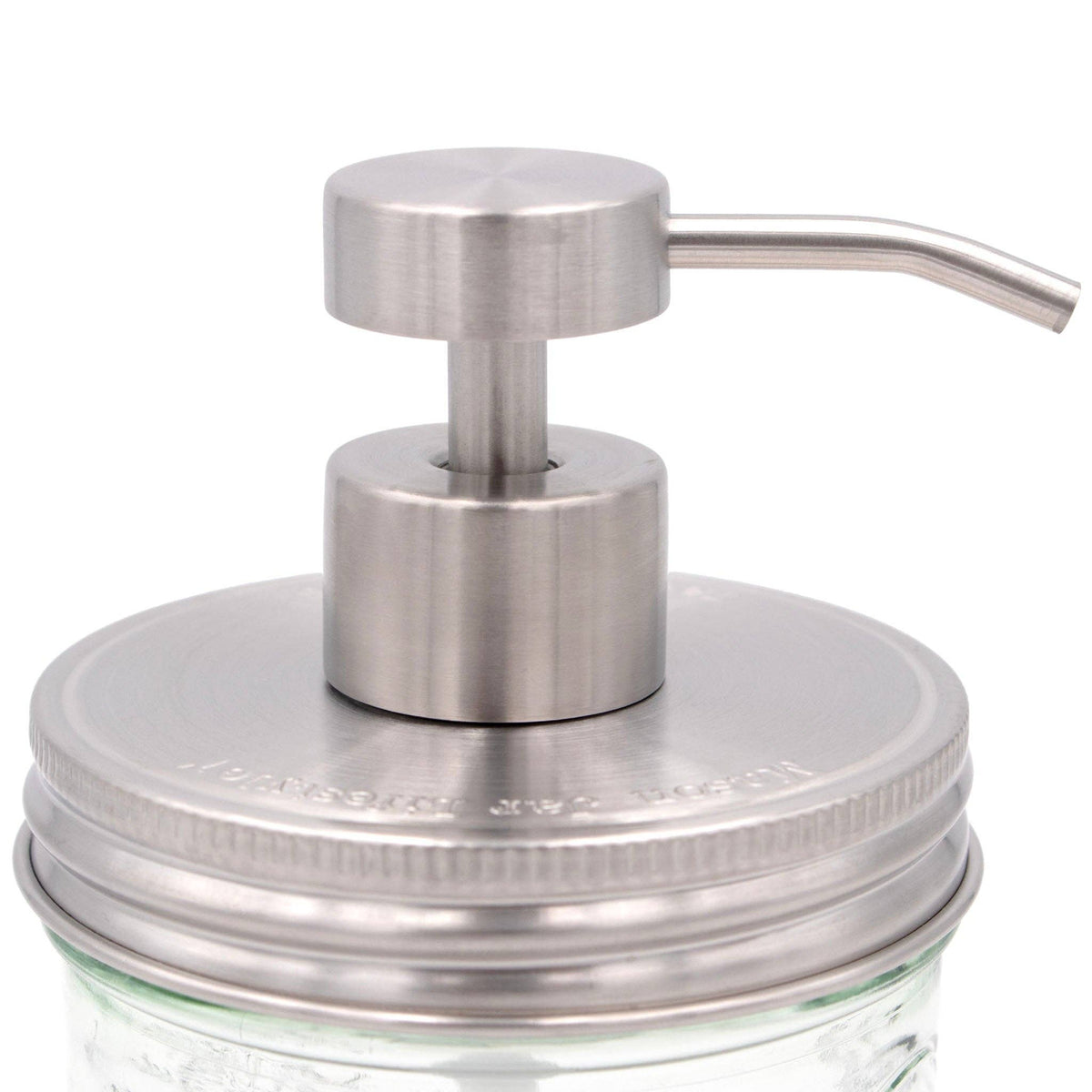 Satin / Brushed Finish Soap Pump Dispensers With Mason Jars: Satin