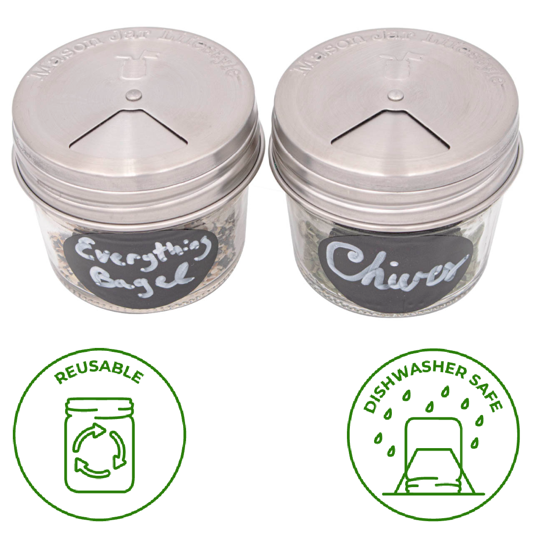 4 PACK STAINLESS STEEL SPICE LIDS: REGULAR MOUTH