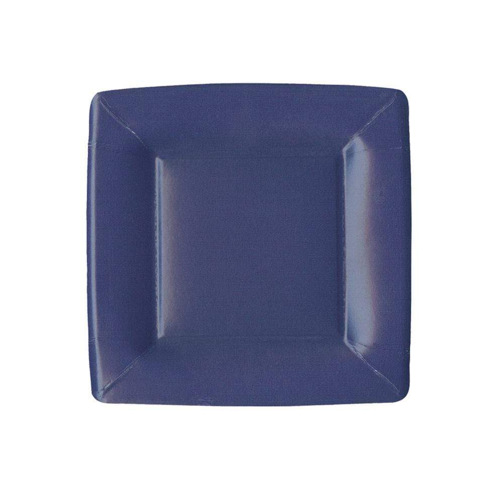 DESSERT PAPER PLATE GROSGRAIN BORDER NAVY 7IN