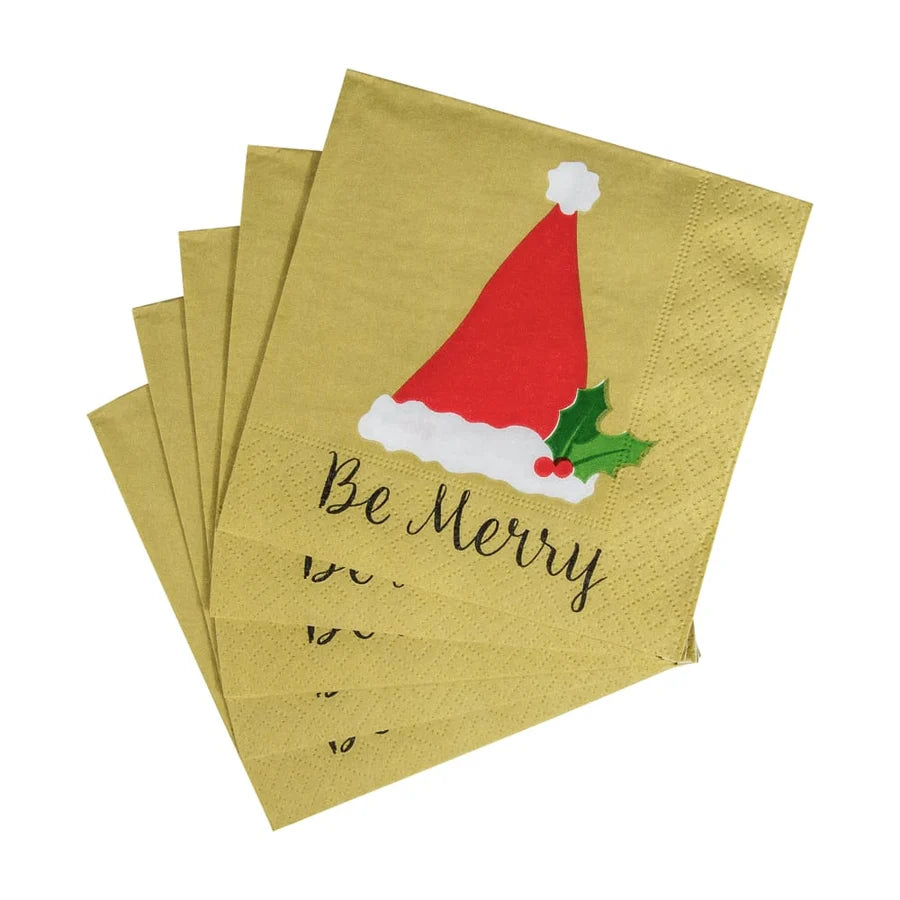 BE MERRY GOLD NAPKIN COCKTAIL