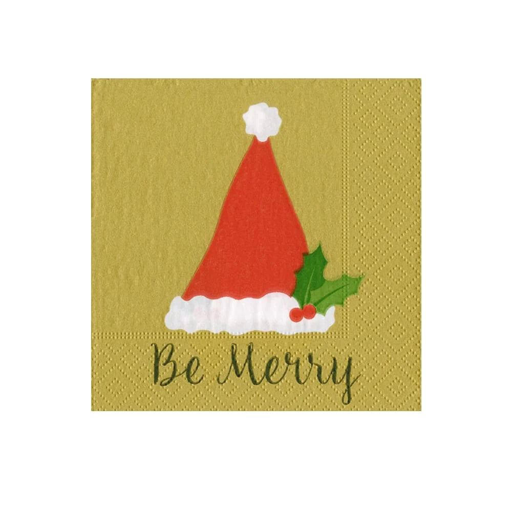 BE MERRY GOLD NAPKIN COCKTAIL