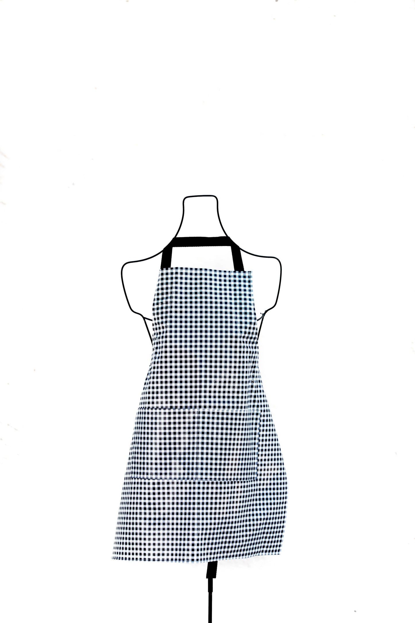 GINGHAM BLACK APRON