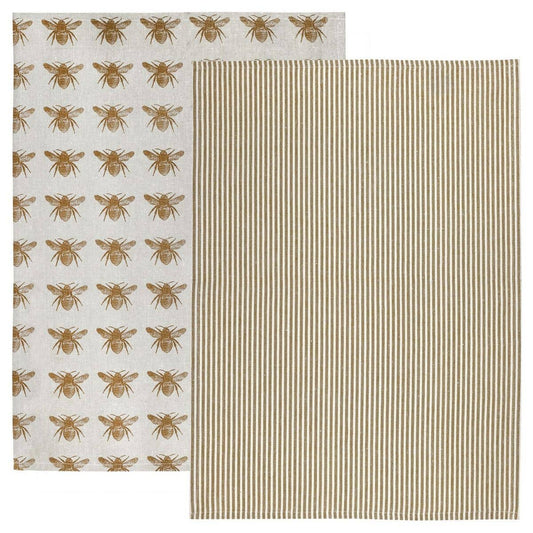 BEE TEA TOWELS SET/2