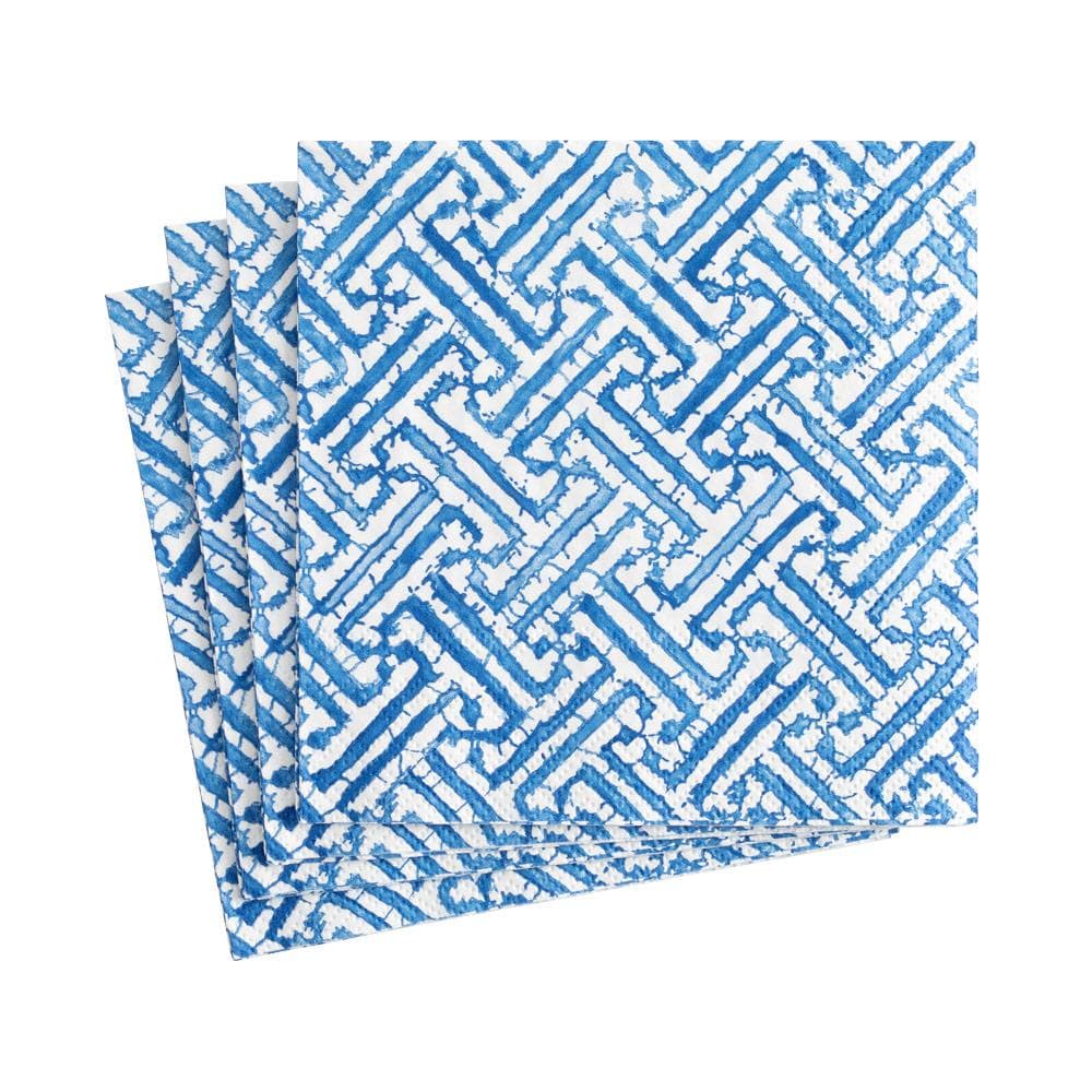 COCKTAIL NAPKIN FRETWORK BLUE