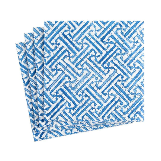 COCKTAIL NAPKIN FRETWORK BLUE