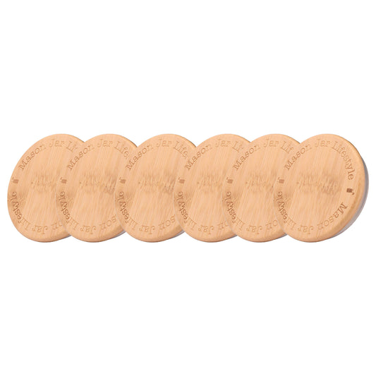 Bamboo Storage Stopper Lids for Mason Jars: 6 Pack / Wide mouth