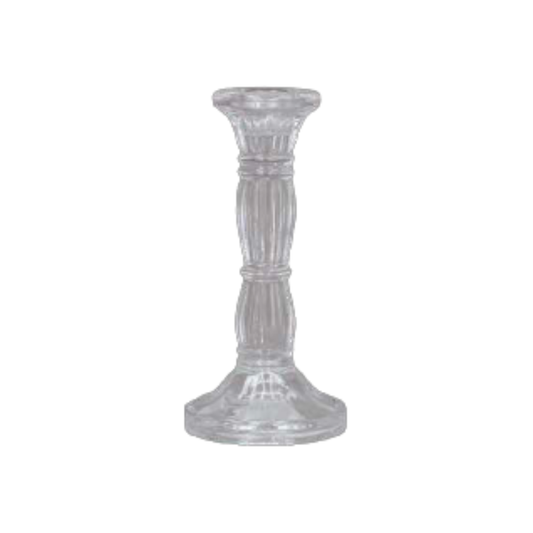 CLEAR MOLDED GLASS TAPER HOLDER 6IN
