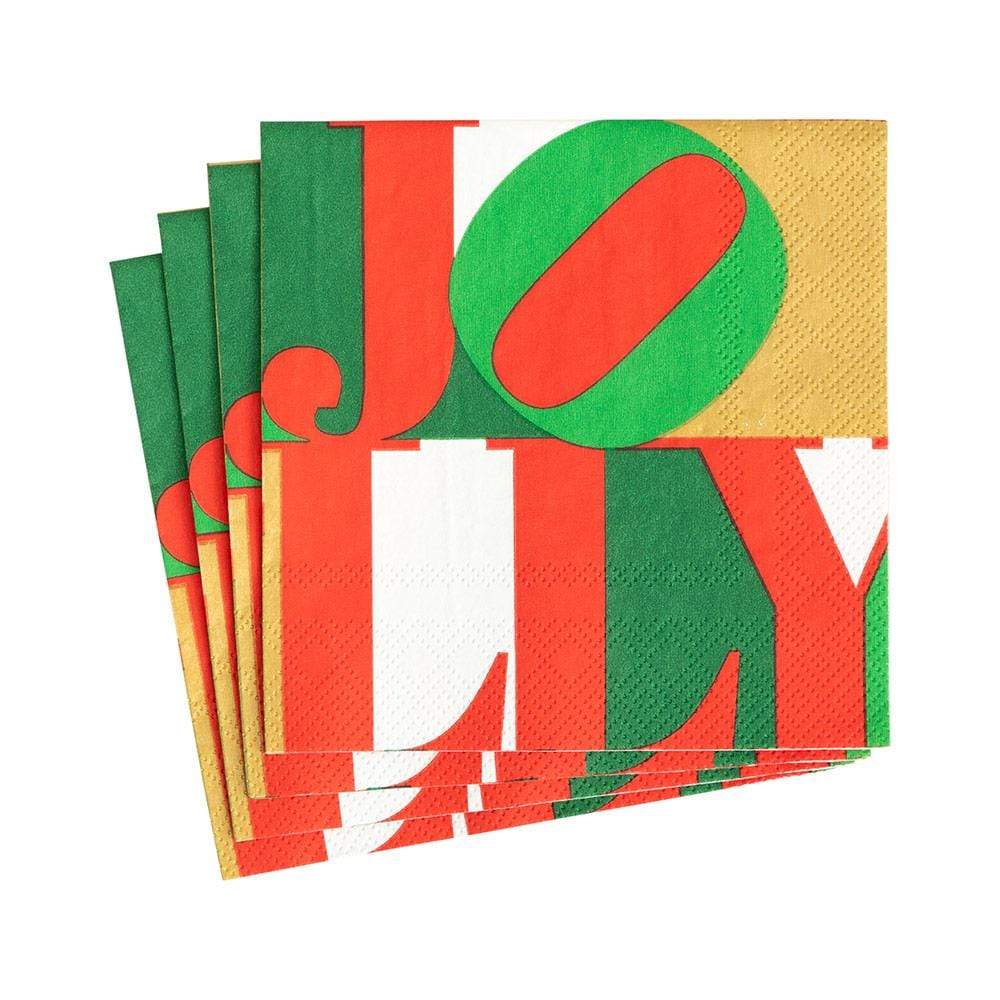 COCKTAIL NAPKINS HOLLY JOLLY