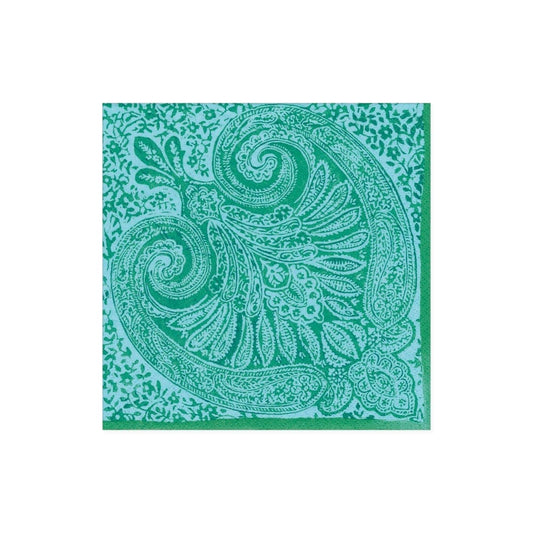 COCKTAIL NAPKINS PAISLEY MEDALLION TURQUOISE