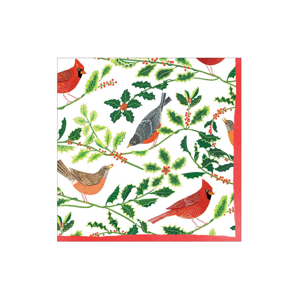COCKTAIL NAPKIN SONGBIRDS AND HOLLY