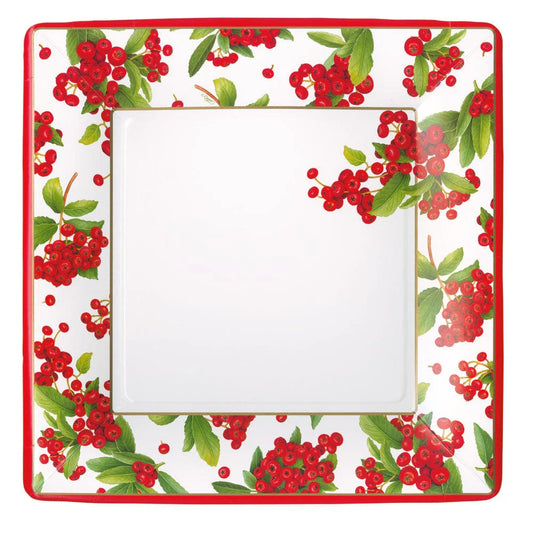 PAPER DINNER PLATE CHRISTMAS BERRY RED SQ