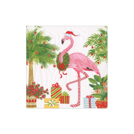 COCKTAIL NAPKIN CHRISTMAS FLAMINGOS